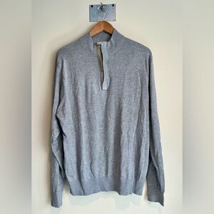 Peter Millar Gray 1/4 Zip Sweater Men's Crown Soft Mock Neck Suede Luxury Golf